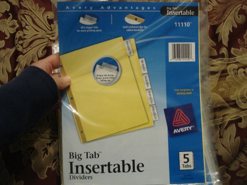 5 Avery 11110 - Big Tab Insertable Buff Dividers, 5 Clear Tabs