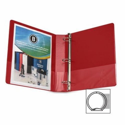 Business source round ring binder, w/ pockets, 1-1/2&#034;, red (bsn28553) for sale
