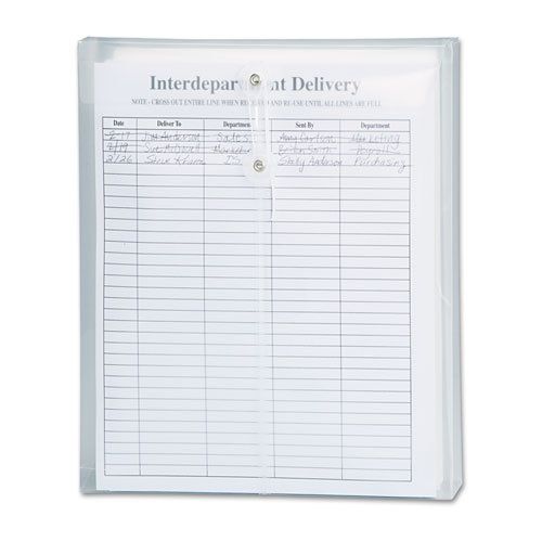 Poly String &amp; Button Envelope, 9 3/4 x 11 5/8 x 1 1/4, Clear, 5/Pack