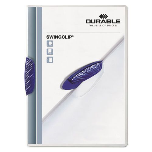 Swingclip polypropylene report cover, letter size, clear/dark blue clip, 25/box for sale