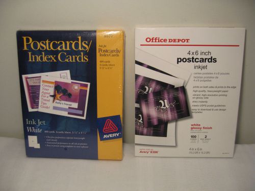 2 BOXES FACTORY SEALED POSTCARD INDEX CARD STOCK - AVERY 8577 &amp; 8386 (500 cards)