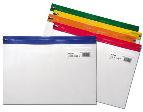 Pack 5 Snopake A4+ Plus Transparent Zip Zippa Zippi Bags Folders Asst Colours
