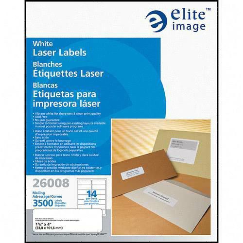 Elite Image Label Laser 1 1/3x4 White. Sold as 1 Pack