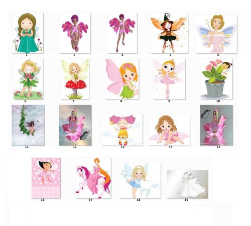 30 Square Stickers Envelope Seals Favor Tags Girl Fairies Buy 3 get 1 free (g4)