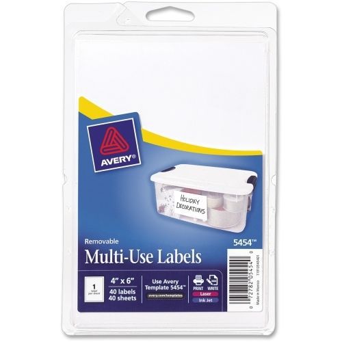 LOT OF 4 Avery Handwritten Removable ID Label -6&#034;Wx4&#034;L -40/Pk -White
