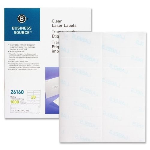 Lot of 3 business source mailing label - 1&#034;wx4&#034;l -1000/pk -laser -clear for sale