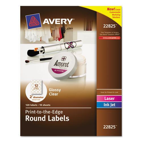 Round Print-to-the-Edge Labels, 2&#034; Dia., Glossy, Clear, 120/Pack