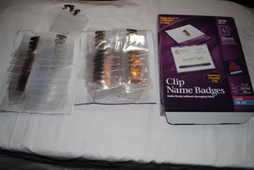 Avery Clip Name Badges 74536 3&#034; x 4&#034; 50 (52) Hanging New Garment Friendly