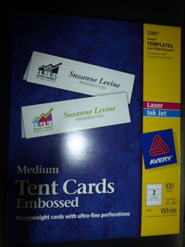 Avery 5305 Medium Tent Cards Embossed Laser 100 Cards Sealed Packaging