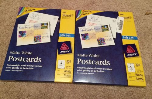 2 NIB Ink Jet Postcards  Matte White Avery #8387 200 Cards Per Package 400 Total