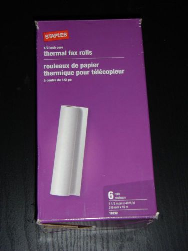5 New Staples Thermal Fax Rolls 18232  8.5in x 49ft