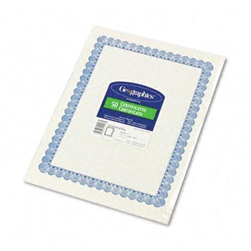 Parchment Paper Certificates, Blue Conventional Border, 50/Pack