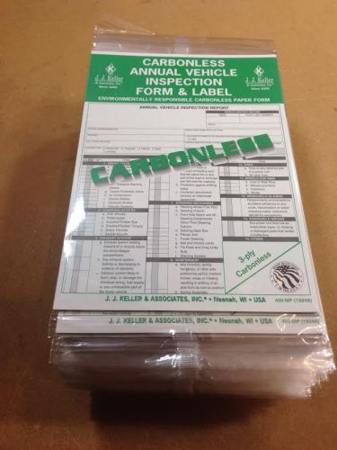 J.j. keller - carbonless annual vehicle inspection report with label, pack of 50 for sale