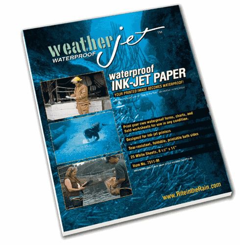 &#034;Weather Jet&#034; Waterproof Ink-Jet Paper 25 White Sheets 8 1/2&#034; x 11&#034; - 7511-M