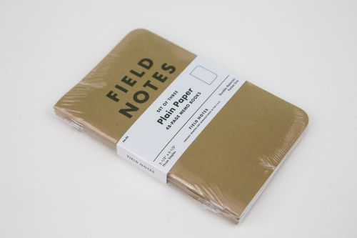 Field Notes Brand Pocket Notebook - Pack of Three - Factory Seal - Plain Paper
