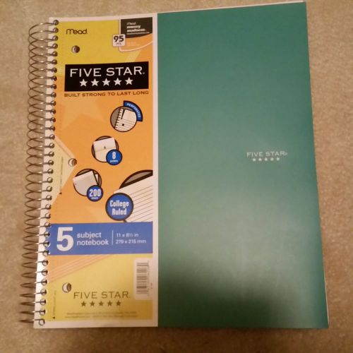 Mead Five Star 5-Subject Notebook - light green cover - College Ruled