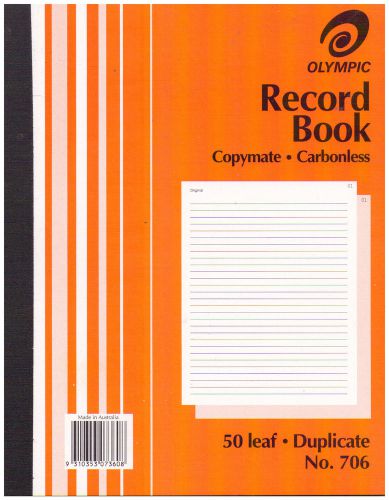 Olympic Record Book - Copymate - Carbonless 50 Leaf Duplicate No. 706