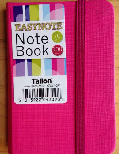 Tallon Easynote Notebook Very Small With Band Pages Ruled Pad Hard Back Pink