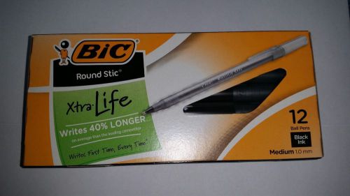 BIC - Round Stic Ballpoint Stick Pen, Black Ink, Medium - 72 pens/6 boxes