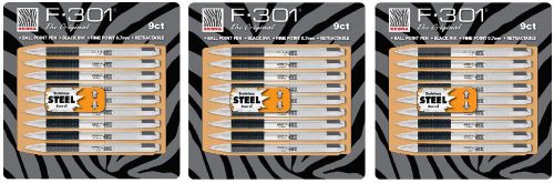 New 27 ct  Zebra F-301® Stainless Steel Ball Point Pen 0.7mm fine retractable