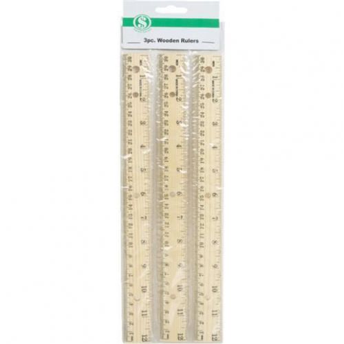 3PC WOODEN RULERS 900257