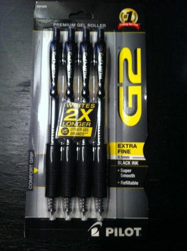 Pilot Black Refillable Retractable Gel Pen, Extra-Fine. Sold as Pack of 4
