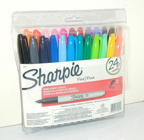 NEW SHARPIE 24 COUNT COLOR ASSORTED PERMANENT FINE POINT MARKERS NIP
