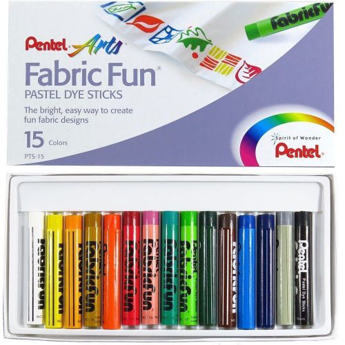 PENTEL FABRIC FUN PASTELS DYE STICKS TEXTILE T-SHIRT MARKER - Set of 15 Colours