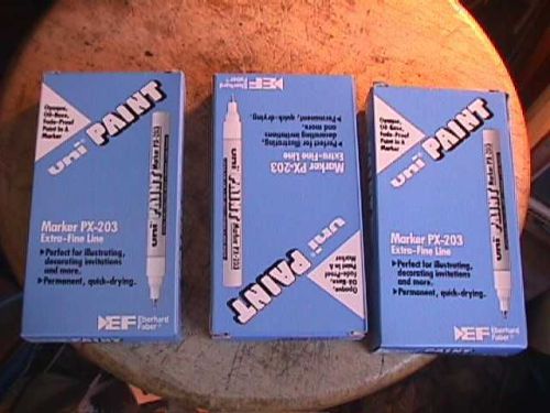 UNI-PAINT MARKERS PX-203 LOT OF 36 SILVER 3 BOXES, EXTRA FINE LINE