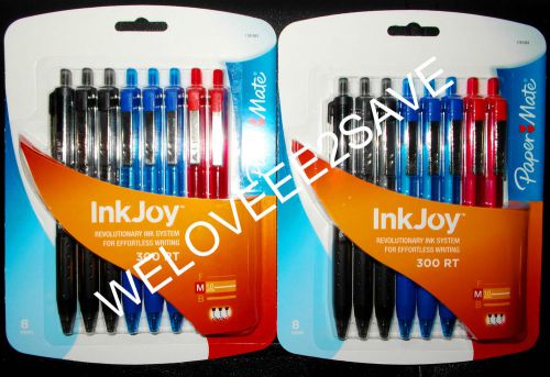 2 Packs of Paper Mate Inkjoy 300 (16 total), 1.0mm, Red, Black &amp; Blue