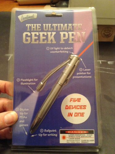 Ultimate geek pen ballpoint stylus laser pointer flashlight batteries metal nerd for sale
