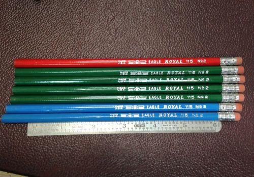 Vintage lot of 7 eagle royal 115 no. 2 pencils unsharpened unused new made usa for sale