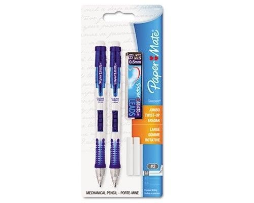 PaperMate Clearpoint 0.5mm #2 Mechanical Pencil Starter Set, 2 Pencils, Lead