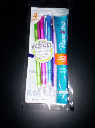 Papermate Clickster Mechanical Pencils #2~~, 0.7mm Lead, Asstd Colors, Pack of 4
