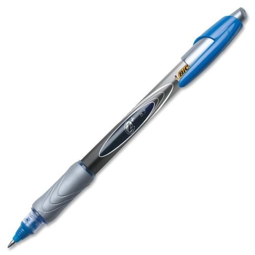 BIC Z4+ Bold Rollerball Pen - 0.7 mm - Blue Ink - Gray Barrel - 12 / Pack