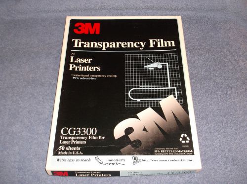 3M TRANSPARENCY FILM FOR LASER PRINTERS CG3300 - 41 NEW SHEETS IN OPEN BOX