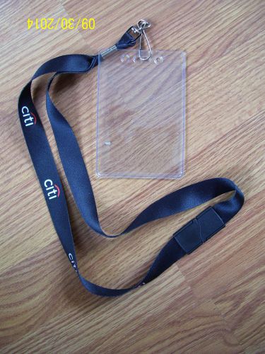 BRAND NEW CITI CLIP TAG NECK KEYCHAIN FOR ID KEYS HOLDER BLACK COLOR