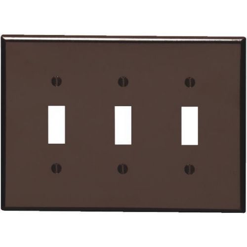 Leviton 80511 plastic mid-way switch wall plate-brn 3-toggle wall plate for sale