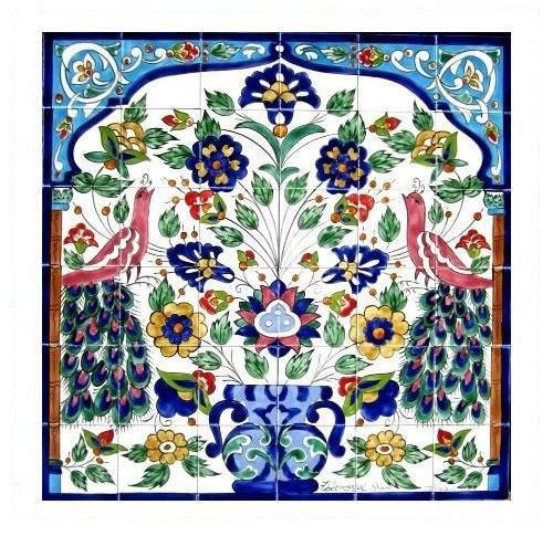 DECORATIVE CERAMIC TILES:MOSAIC PANEL HAND PAINTED KITCHEN BATH TILE 36in x 36in