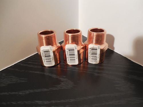 Plumbing parts - copper male adapter nibco part # cl604 - 1x3/4 lot of 3 for sale