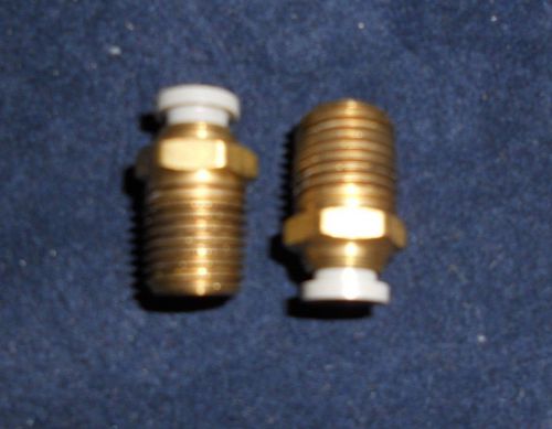 (2) Brass Fitting Push In M Connector 1/4&#034; Push in,1/4&#034; MIP Adpt,Midland Metal