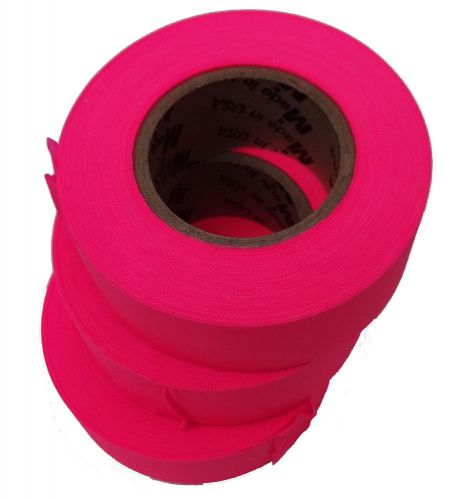 New Flourescent Pink Survey Grade Embossed PVC Flagging 3 Pack