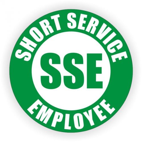 Short Service Employee Hard Hat Decal / Helmet Sticker Label SSE Temp OSHA