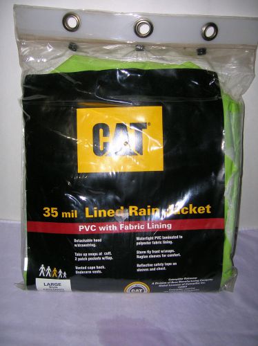 Cat caterpillar 35 mil lined rain jacket pvc w/ fabric lining large new green for sale