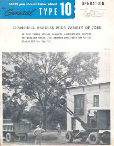 1939 ? General Type 10 Crane Brochure Sales Sheet wu5630