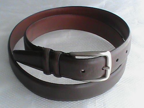 1 1/4&#034; full grain cowhide leather brown belt men 42-105 silver buckle 49&#034; for sale
