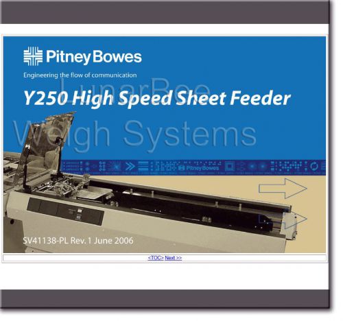 Pitney Bowes Y250 High Speed Sheet Feeder Parts Manual