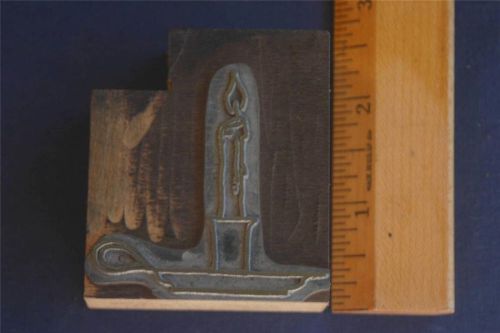 Letterpress Printing Block Candle in Antique Candle Holder    (2)