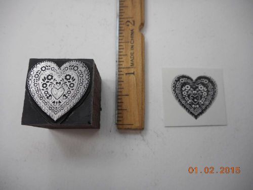 Printing Letterpress Printers Block, Ruffled Valentine Heart filled w Flowers
