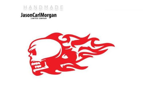 JCM® Iron On Applique Decal, Flaming Skull Red